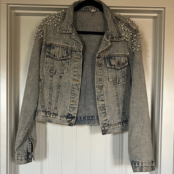 Jackets & Blazers - Pearl Embellished Denim Jacket